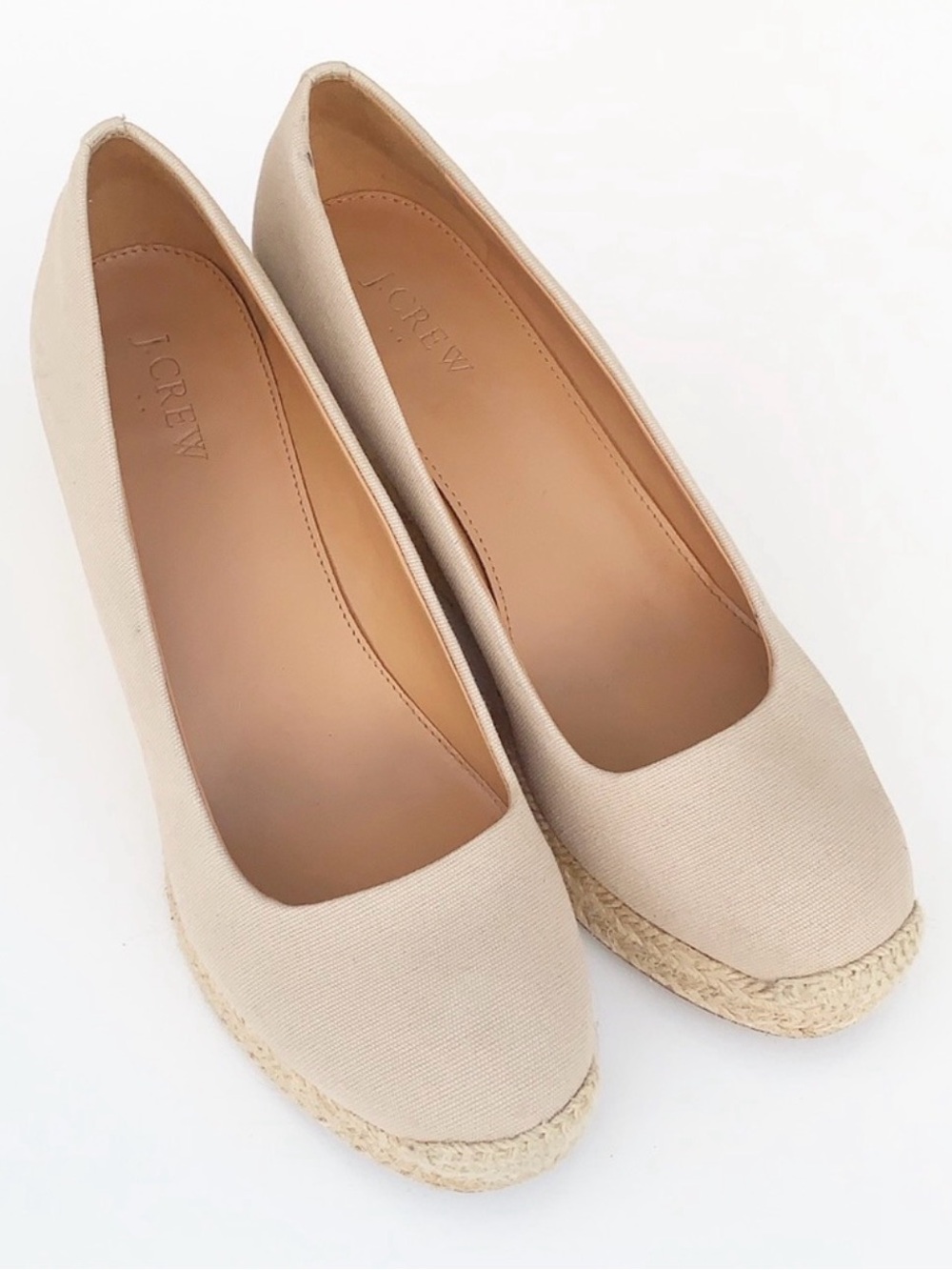 J Crew Canvas Espadrille Wedges Closed Toe Size 9
